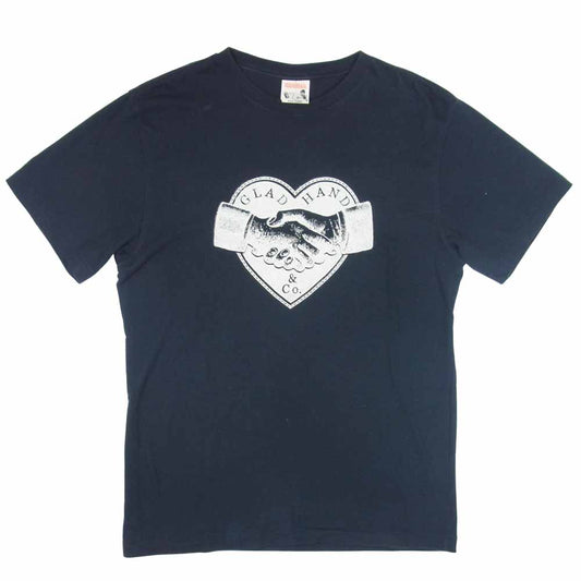 GLADHAND & Co. グラッドハンド ハート ロゴ プリント Tシャツ 半袖 コットン ブラック系 M【中古】