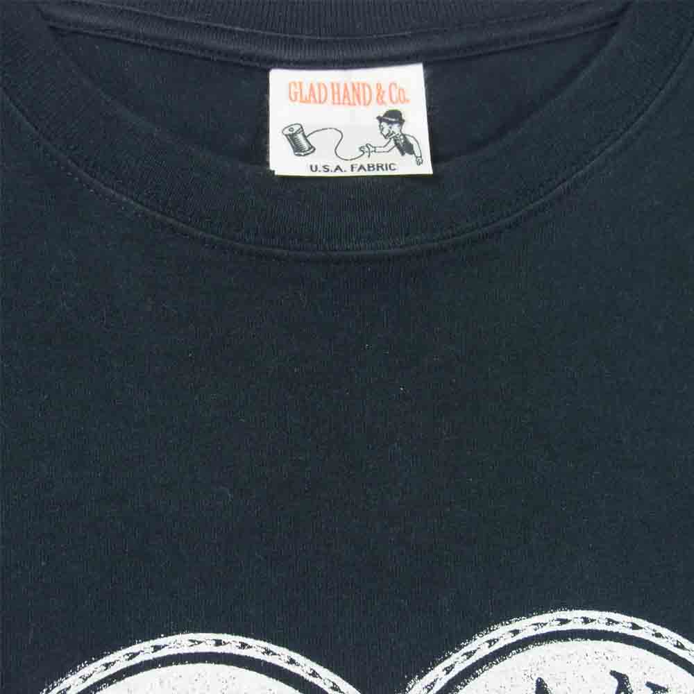 GLADHAND & Co. グラッドハンド ハート ロゴ プリント Tシャツ 半袖 コットン ブラック系 M【中古】