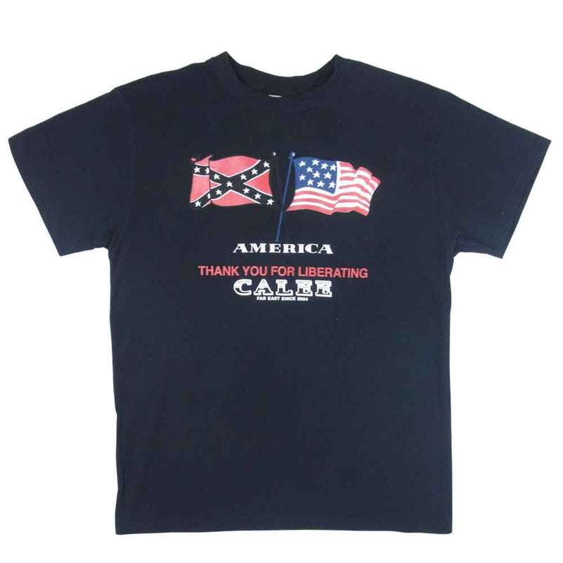 CALEE キャリー フラッグ ロゴ Tシャツ 半袖 日本製 THANKYOU FOR LIBERATING ブラック系 M【中古】