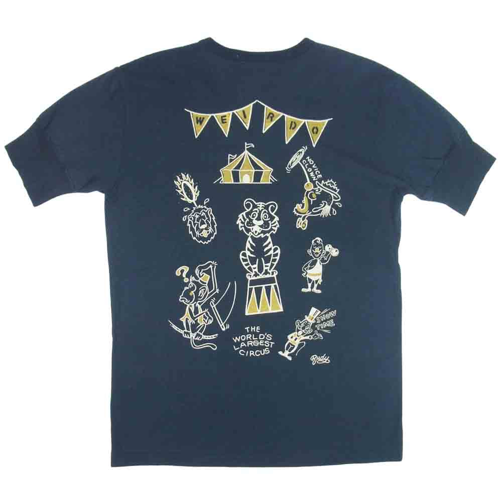 WEIRDO ウィアード ピエロ プリント 袖リブ 半袖 ヘンリーネック Tシャツ コットン ブラック系 M【中古】