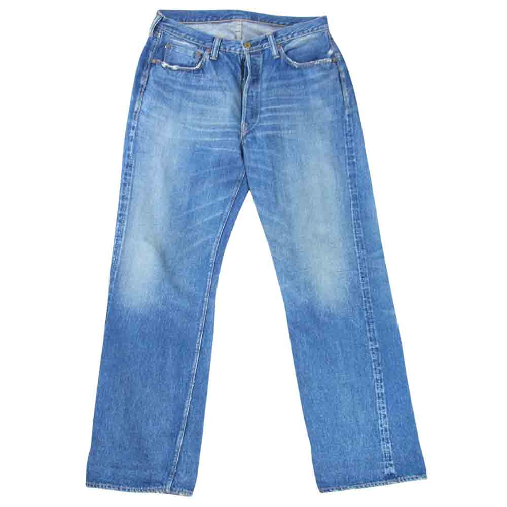 GLADHAND & Co. グラッドハンド GH0105VF × FULLCOUNT フルカウント LOOSE STRAIGHT VINTAGE FINISH ダメージ加工 ボタンフライ ルーズ ストレート デニム パンツ インディゴブルー系 34【中古】