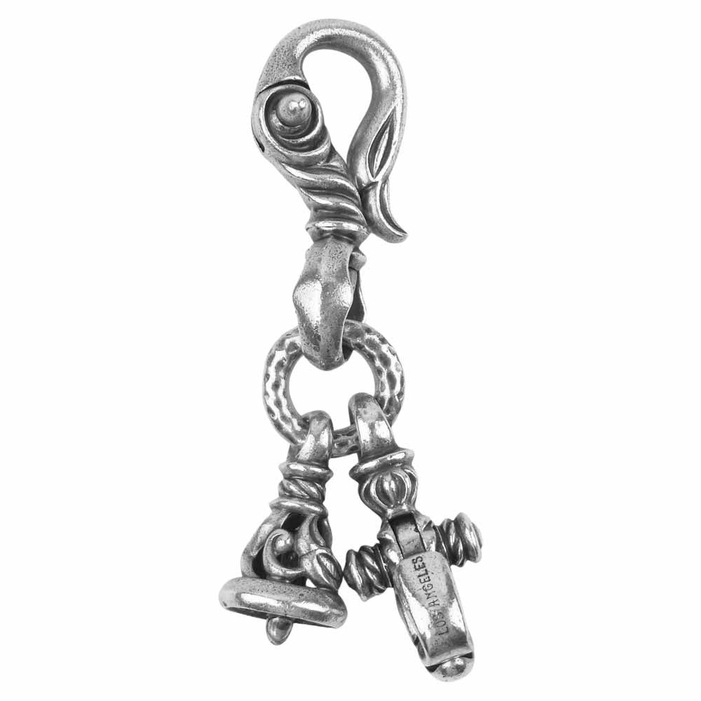 LONE ONES ロンワンズ 販売証明書付属 MF Key Clasp: Swan Clip Large with Crane Bell Medium スワンクリップ キークラスプ L クレーンベル M キーチェーン シルバー系【中古】
