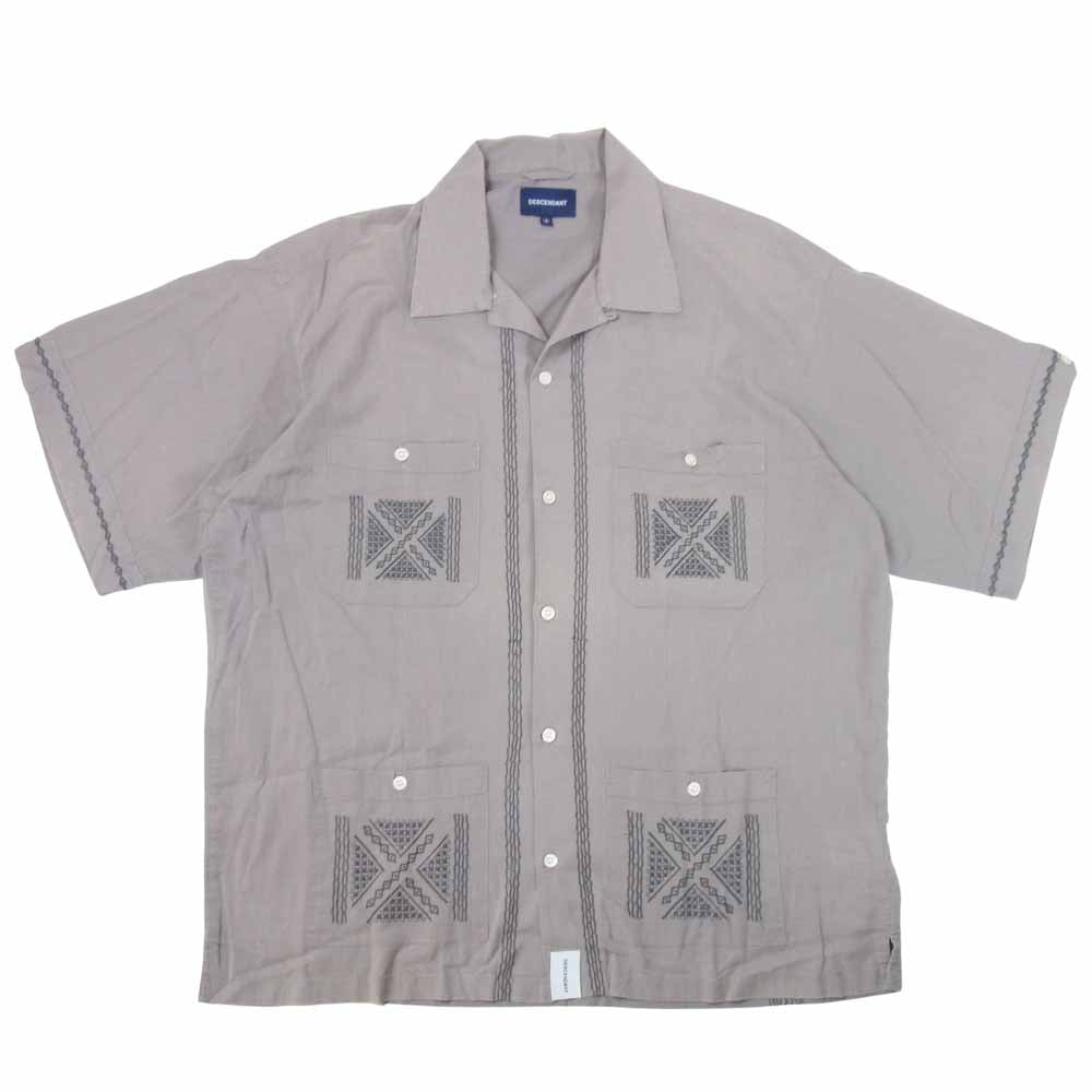DESCENDANT ディセンダント 19SS PETROGLYPA CUBA SS SHIRT 刺繍 キューバ シャツ グレー系 3【中古】