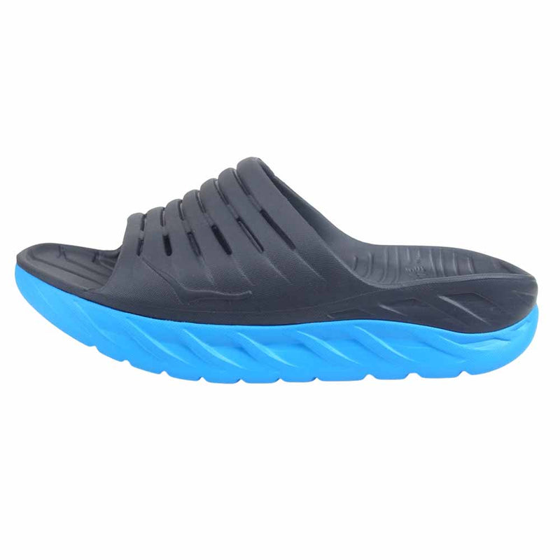 HOKA ONE ONE ホカ オネオネ 1099673 ORA RECOVERY SLIDE オラ リカバリー スライド サンダル 27cm ブルーソール ブラック系 27cm 【新古品】【未使用】【中古】