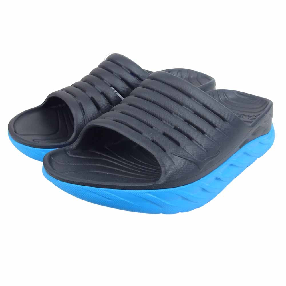 HOKA ONE ONE ホカ オネオネ 1099673 ORA RECOVERY SLIDE オラ リカバリー スライド サンダル 27cm ブルーソール ブラック系 27cm 【新古品】【未使用】【中古】