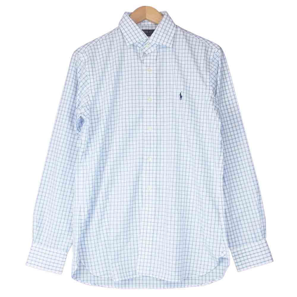 POLO RALPH LAUREN ポロ・ラルフローレン 国内正規品 ワイドカラー チェック シャツ ホワイト系 15／38【中古】