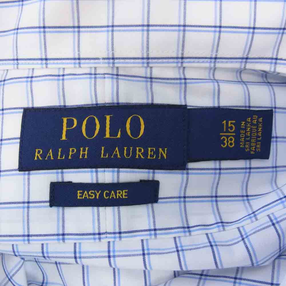 POLO RALPH LAUREN ポロ・ラルフローレン 国内正規品 ワイドカラー チェック シャツ ホワイト系 15／38【中古】