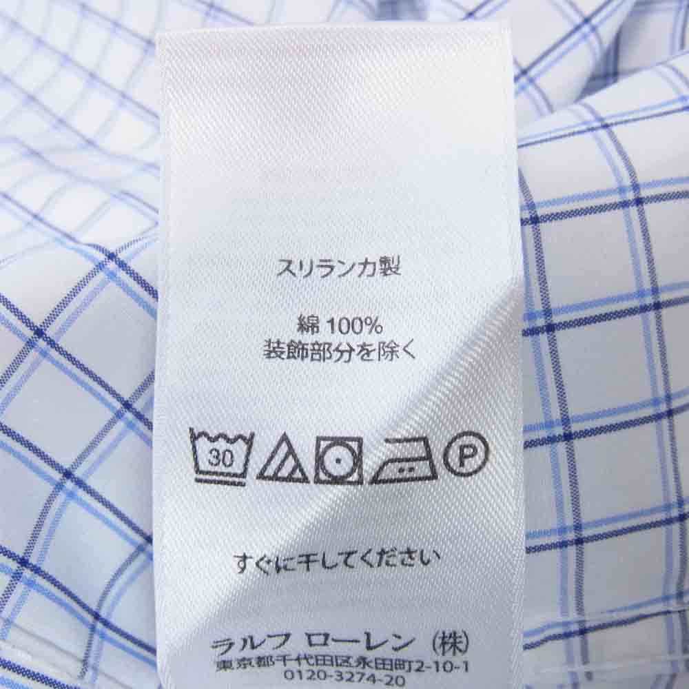 POLO RALPH LAUREN ポロ・ラルフローレン 国内正規品 ワイドカラー チェック シャツ ホワイト系 15／38【中古】