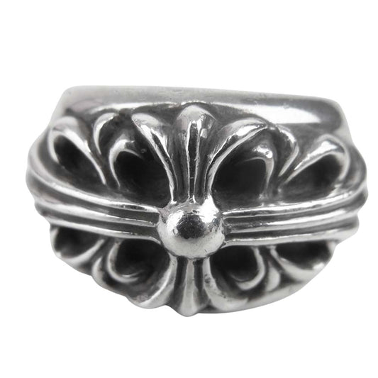 CHROME HEARTS クロムハーツ（原本有） FLRL CRS RING フローラルクロス リング シルバー系 13号程度【中古】