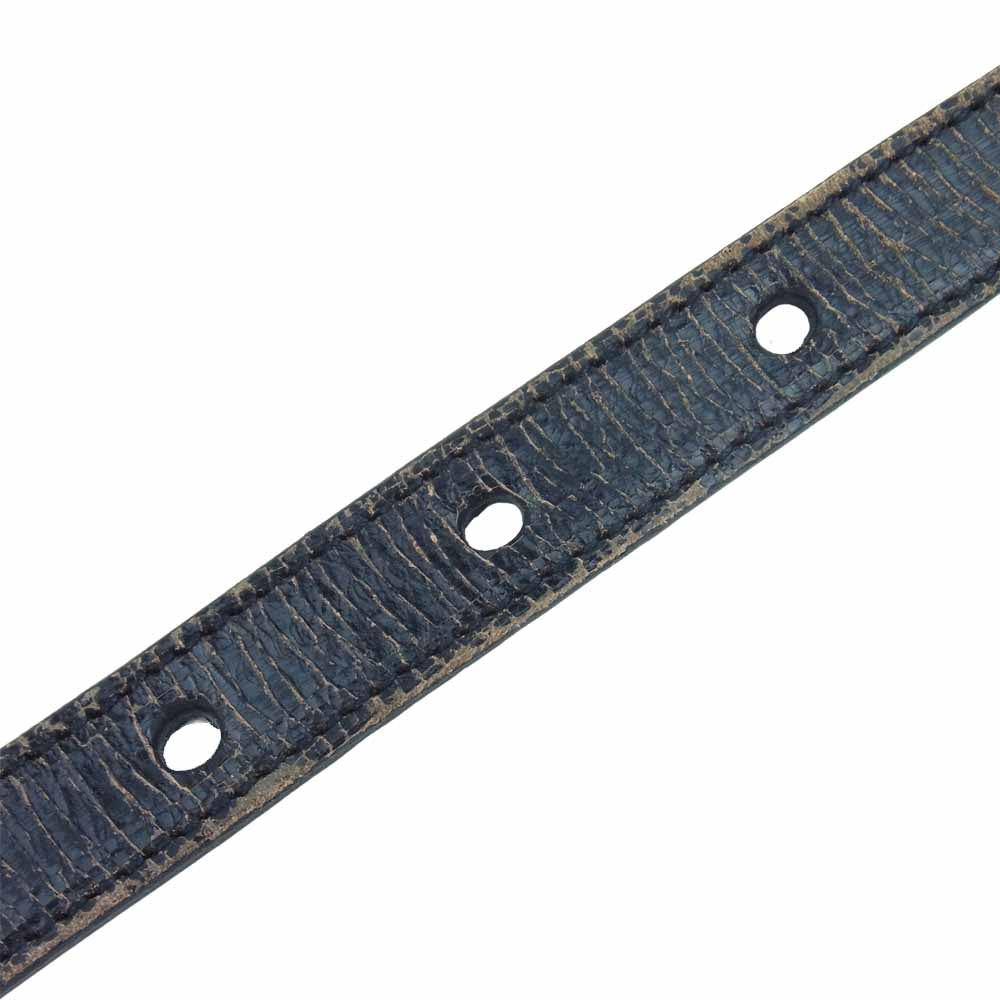 SAINT LAURENT サンローラン 4830390 クラック加工 レザー ナローベルト ブラック系【美品】【中古】