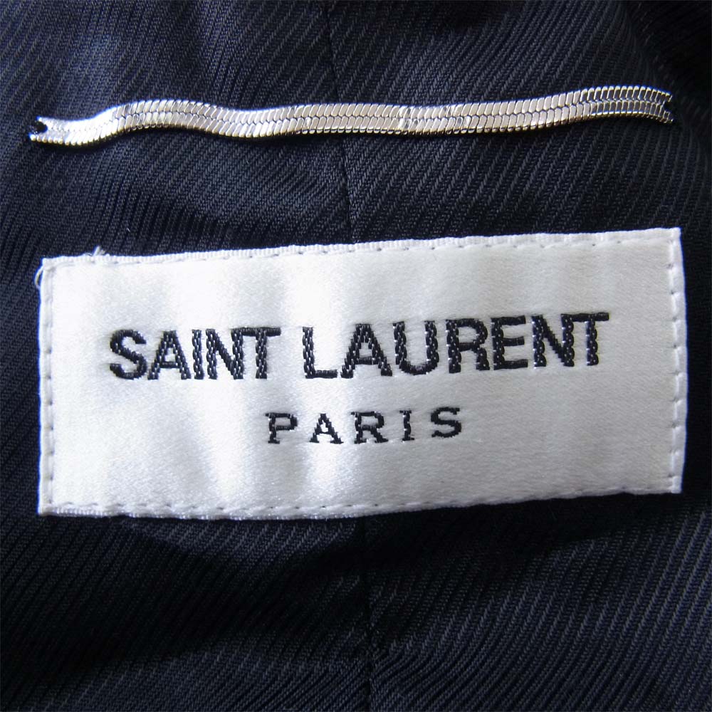 SAINT LAURENT サンローラン エディ期 国内正規品 370568 Y639H 裏地シルク100% ウールギャバジン クラシック ベスト ブラック系 44【新古品】【未使用】【中古】