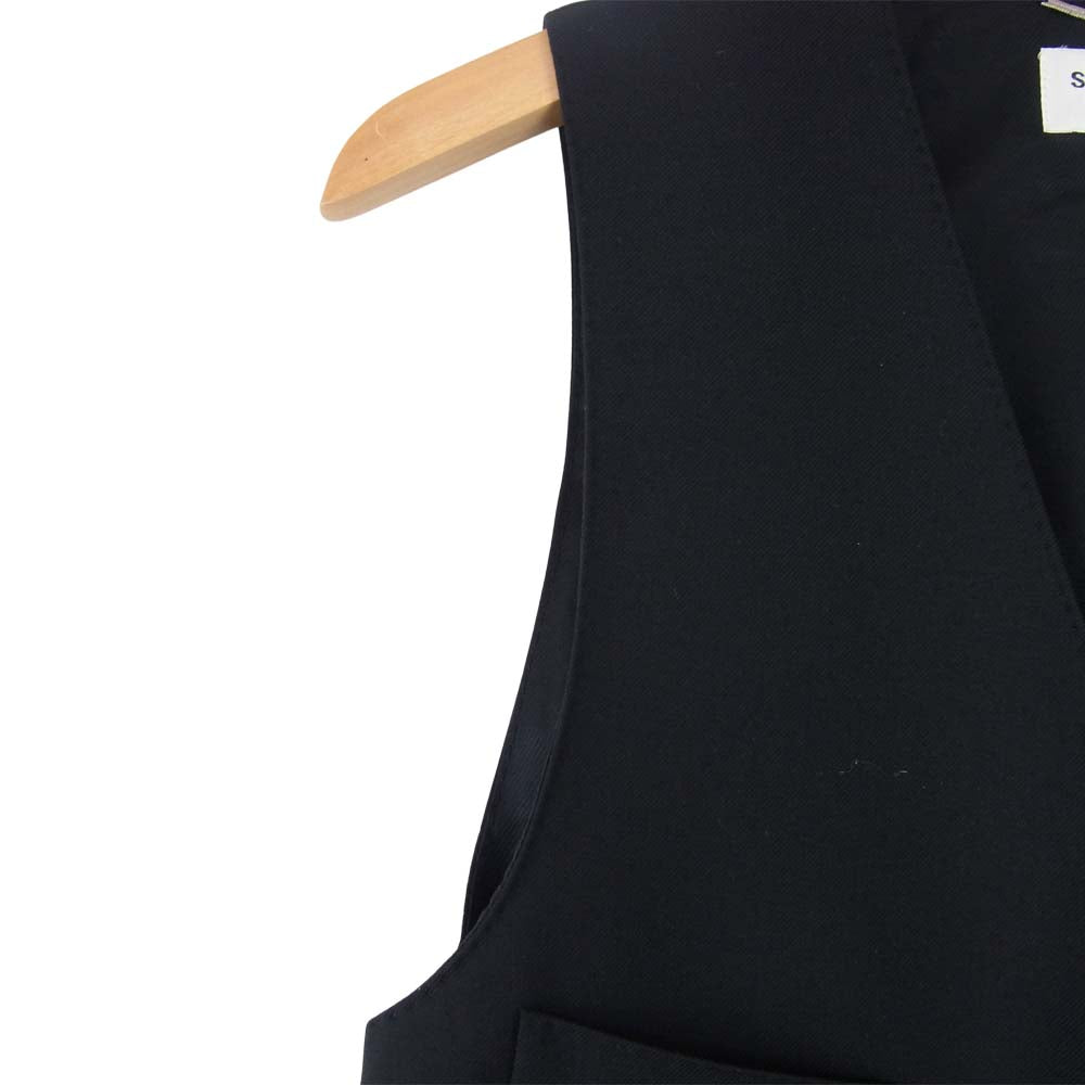 SAINT LAURENT サンローラン エディ期 国内正規品 370568 Y639H 裏地シルク100% ウールギャバジン クラシック ベスト ブラック系 44【新古品】【未使用】【中古】