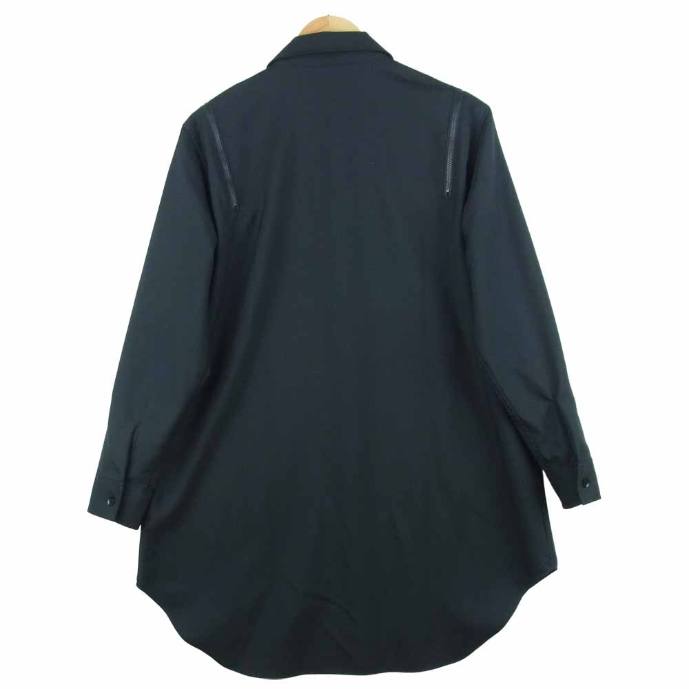 Yohji Yamamoto ヨウジヤマモト GroundY GC-B05-100 T/W Gaberdine Zipper Shirt ギャバジン ジッパー 長袖 シャツ ブラック系 1【美品】【中古】