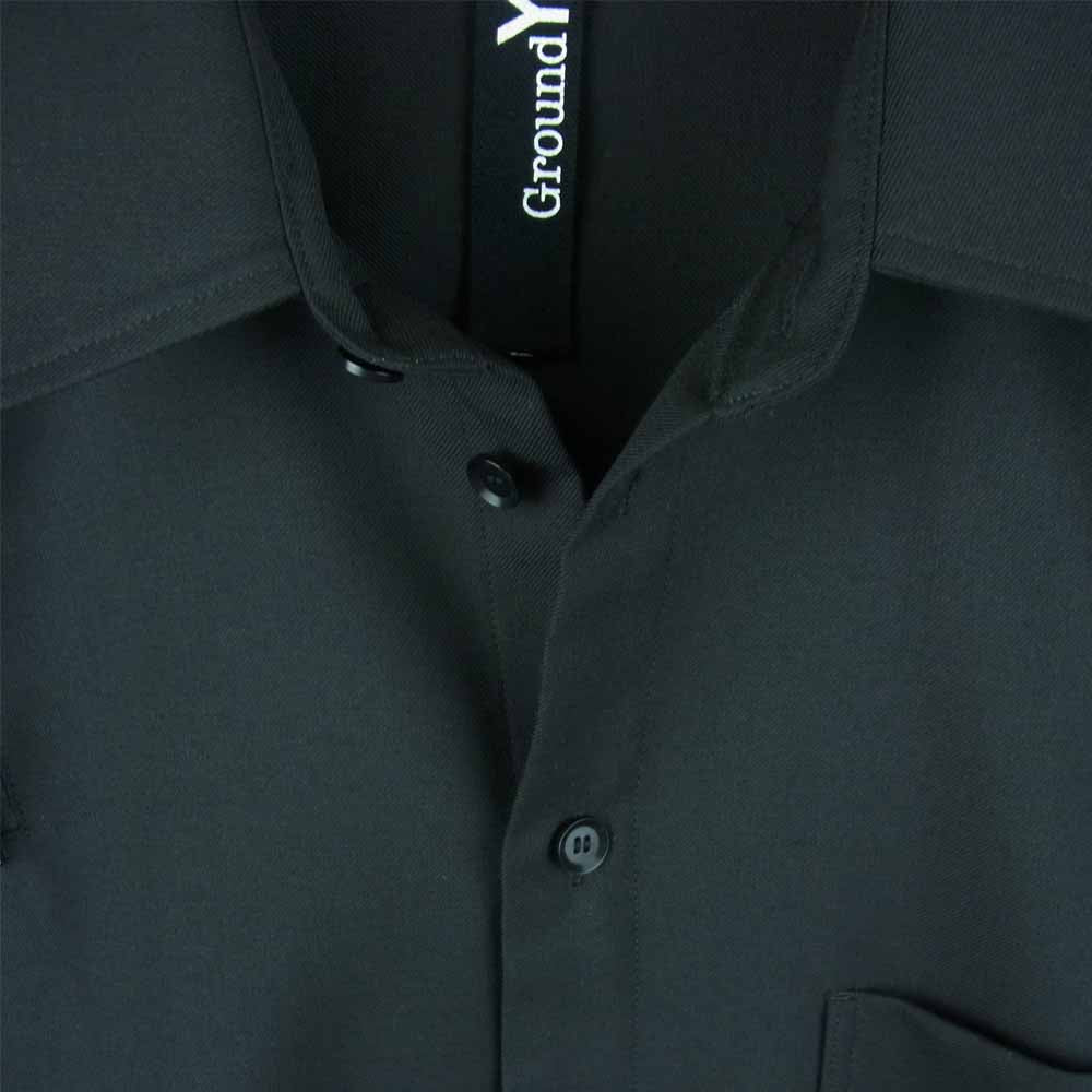 Yohji Yamamoto ヨウジヤマモト GroundY GC-B05-100 T/W Gaberdine Zipper Shirt ギャバジン ジッパー 長袖 シャツ ブラック系 1【美品】【中古】