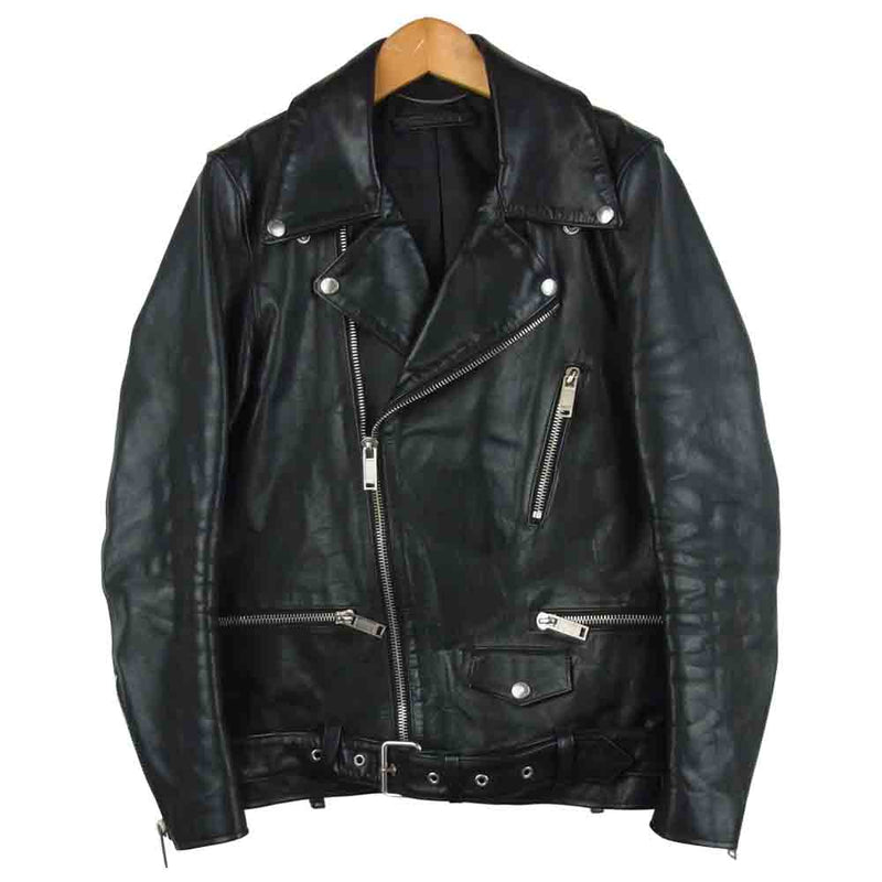 クリスチャンダダ CD-15W-CL03 Signature Motorcycle Leather Jacket カウレザー ダブル ライダース ジャケット ブラック系 44【中古】