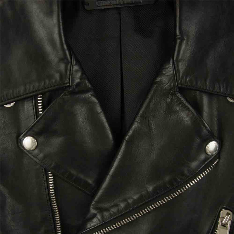 クリスチャンダダ CD-15W-CL03 Signature Motorcycle Leather Jacket カウレザー ダブル ライダース ジャケット ブラック系 44【中古】