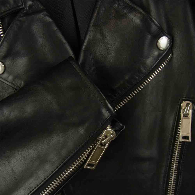 クリスチャンダダ CD-15W-CL03 Signature Motorcycle Leather Jacket カウレザー ダブル ライダース ジャケット ブラック系 44【中古】