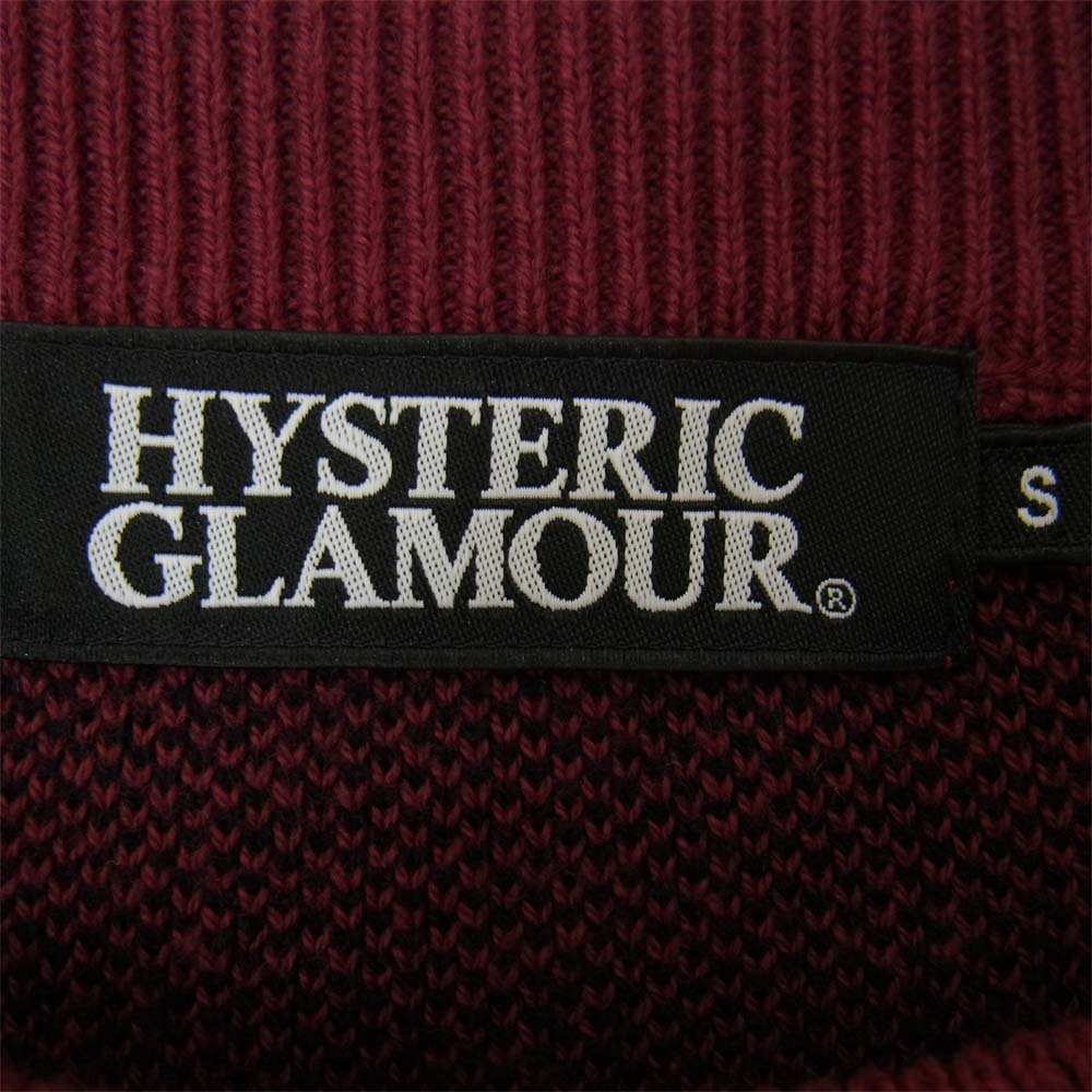 HYSTERIC GLAMOUR ヒステリックグラマー 17AW 02173NS07 METAL 総柄 ジャカード プルオーバー ニット エンジ系 S【中古】