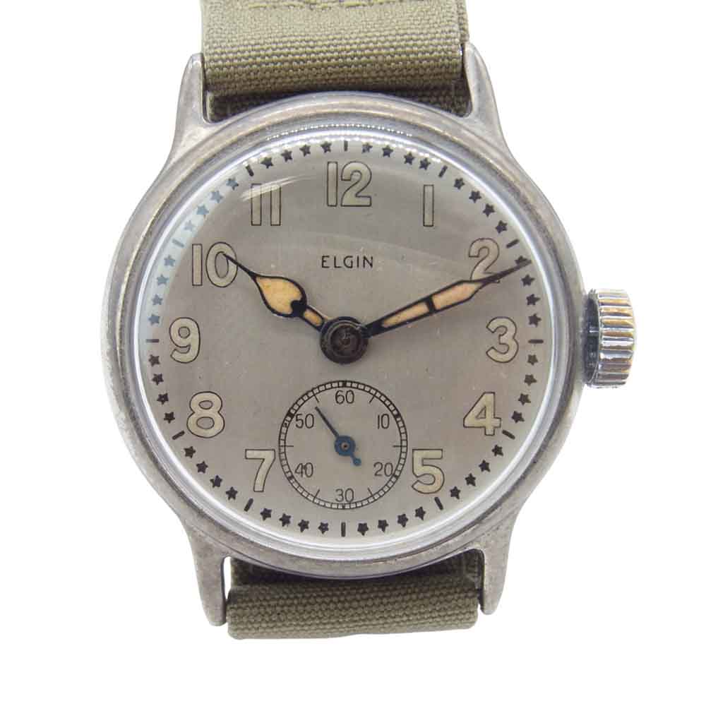 ELGIN エルジン アメリカ軍用時計 米陸軍 ミリタリー ウォッチ ホワイトダイアル カーキ系【中古】