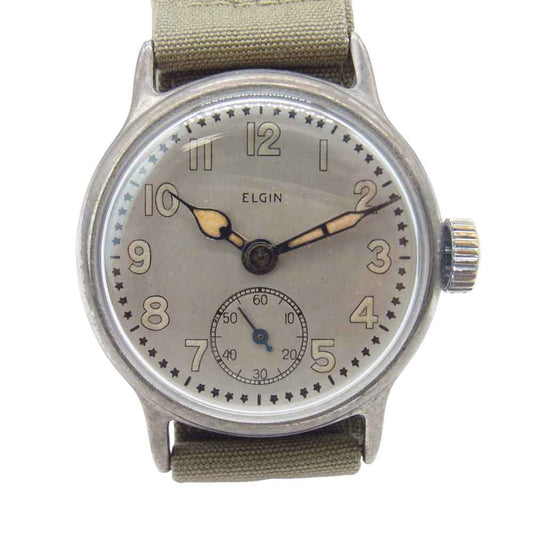 ELGIN エルジン アメリカ軍用時計 米陸軍 ミリタリー ウォッチ ホワイトダイアル カーキ系【中古】