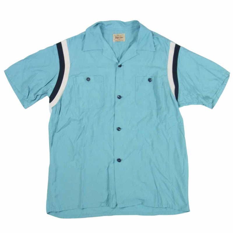 STYLE EYES スタイルアイズ WITH RIBS S/S RAYON BOWLING SHIRT リブ ボーリングシャツ レーヨン オープンカラー ライトブルー系 M【美品】【中古】