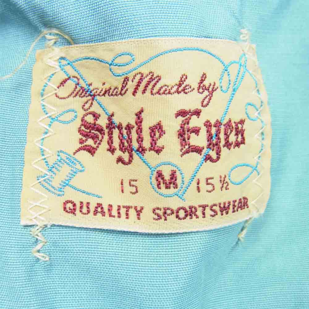 STYLE EYES スタイルアイズ WITH RIBS S/S RAYON BOWLING SHIRT リブ ボーリングシャツ レーヨン オープンカラー ライトブルー系 M【美品】【中古】