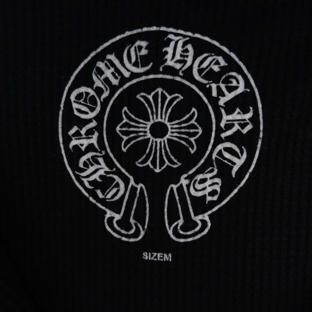 CHROME HEARTS クロムハーツ（原本無） USA製 ファイヤー パターン 裏サーマル ダガージップ CHプラス プリント パーカー ブラック系 M【中古】