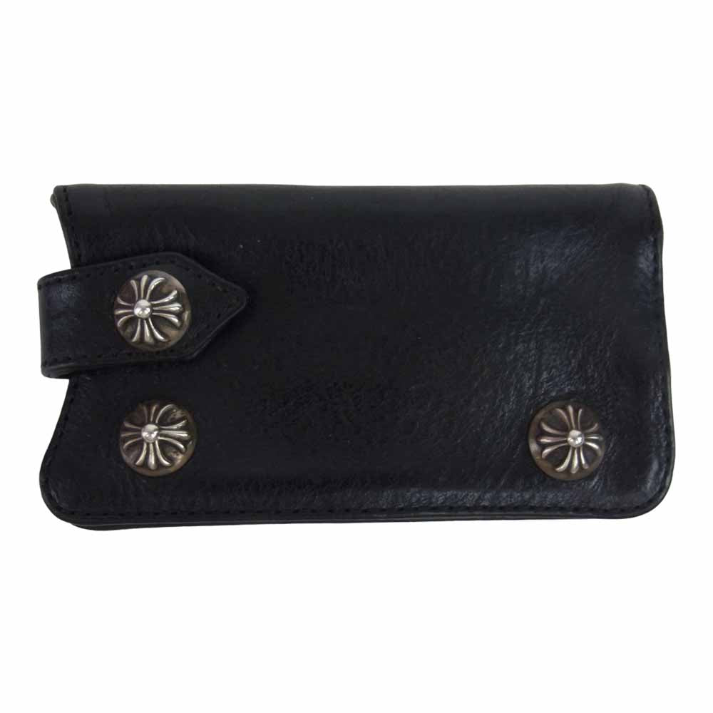 CHROME HEARTS クロムハーツ（原本無） クロスボール ボタン レザー キーケース ブラック系【中古】