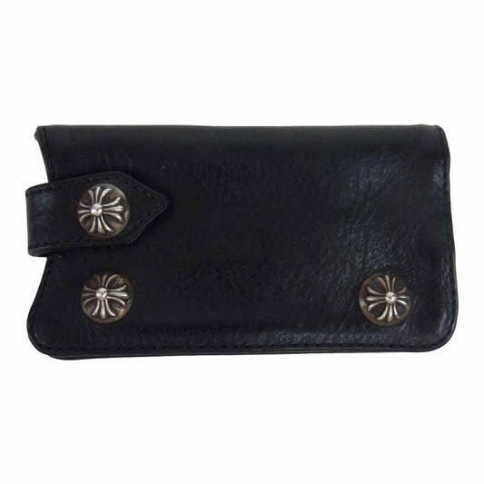 CHROME HEARTS クロムハーツ（原本無） クロスボール ボタン レザー キーケース ブラック系【中古】
