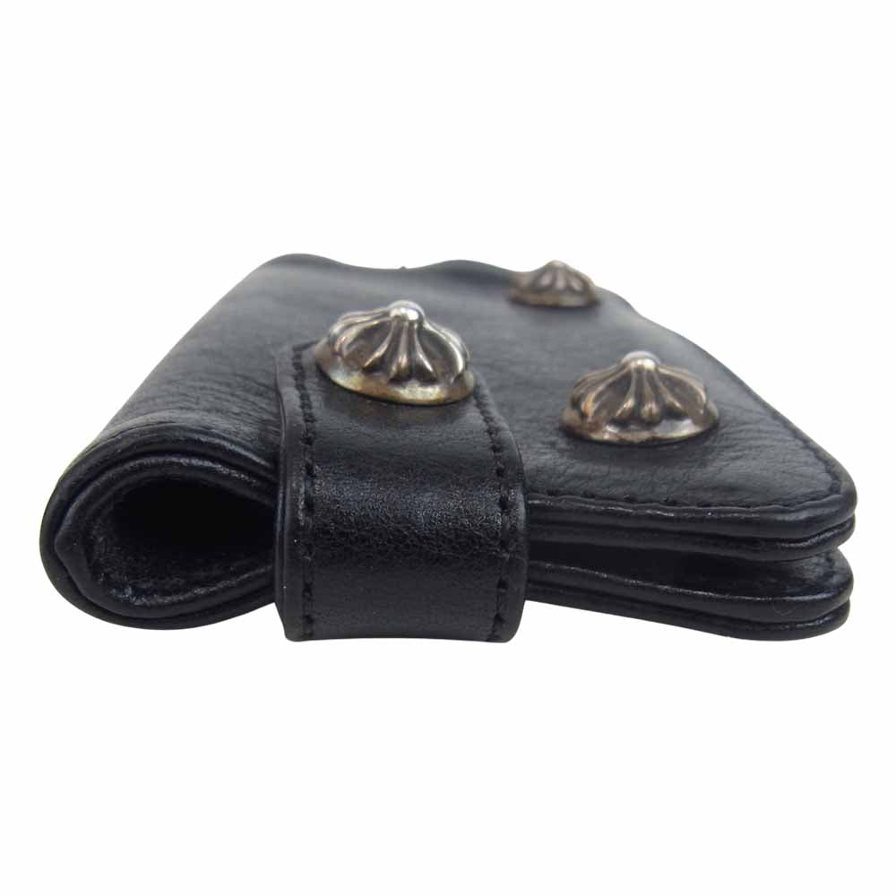CHROME HEARTS クロムハーツ（原本無） クロスボール ボタン レザー キーケース ブラック系【中古】
