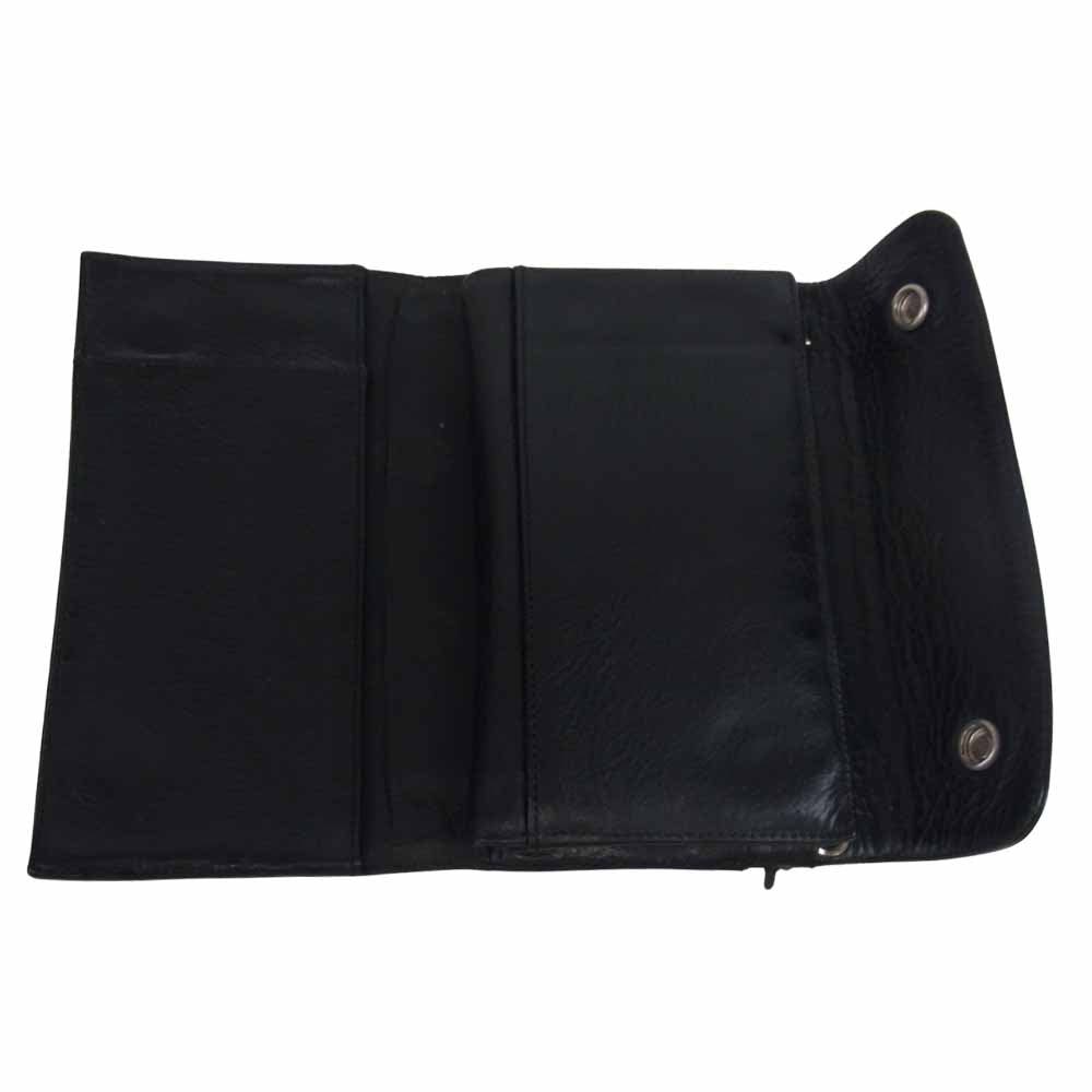 CHROME HEARTS クロムハーツ（原本無） WAVE WALLET クロスボール ボタン ウェーブ レザー ウォレット ブラック系【中古】