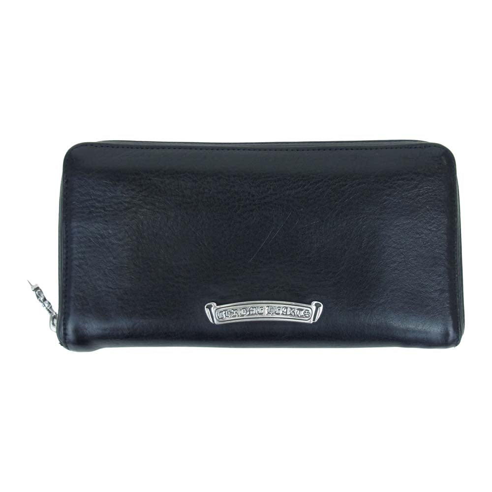 CHROME HEARTS クロムハーツ（原本有） REC F ZIP SCRL LABEL スクロールラベル レザー ウォレット ブラック系【中古】