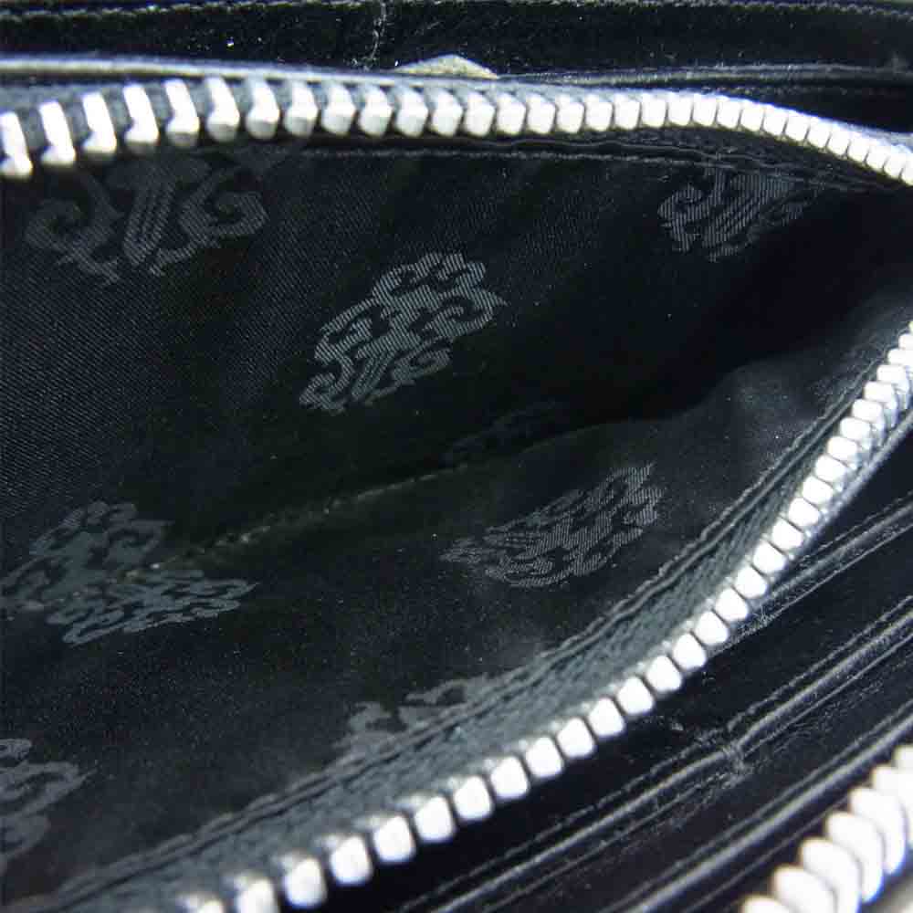 CHROME HEARTS クロムハーツ（原本有） REC F ZIP SCRL LABEL スクロールラベル レザー ウォレット ブラック系【中古】