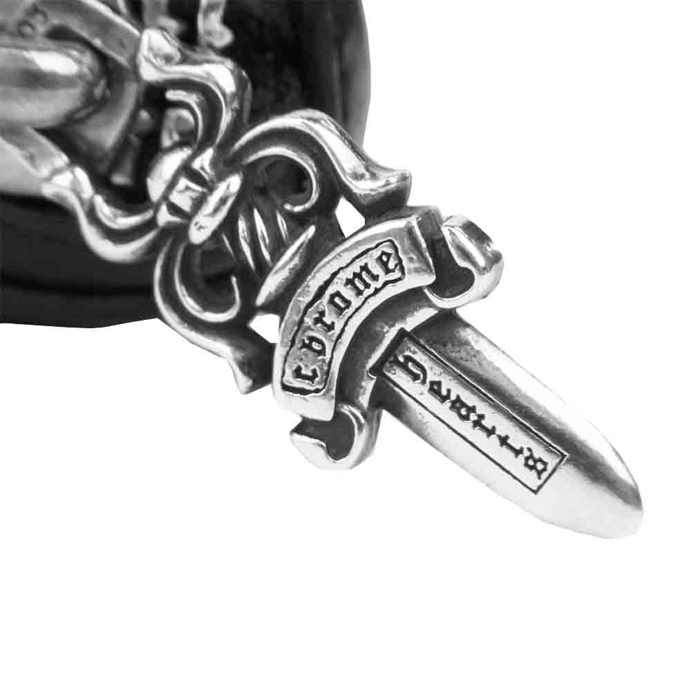 CHROME HEARTS クロムハーツ（原本有） REC F ZIP SCRL LABEL スクロールラベル レザー ウォレット ブラック系【中古】