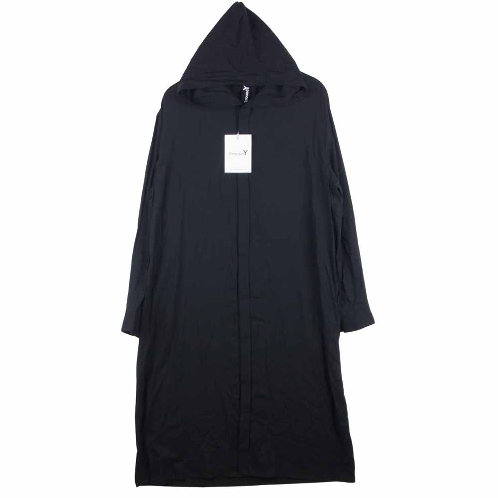 Yohji Yamamoto ヨウジヤマモト GT-B05-203-1 GroundY Tencel Lawn Hooded Shirt テンセル フーデッド 長袖 シャツ ブラック系 3【新古品】【未使用】【中古】