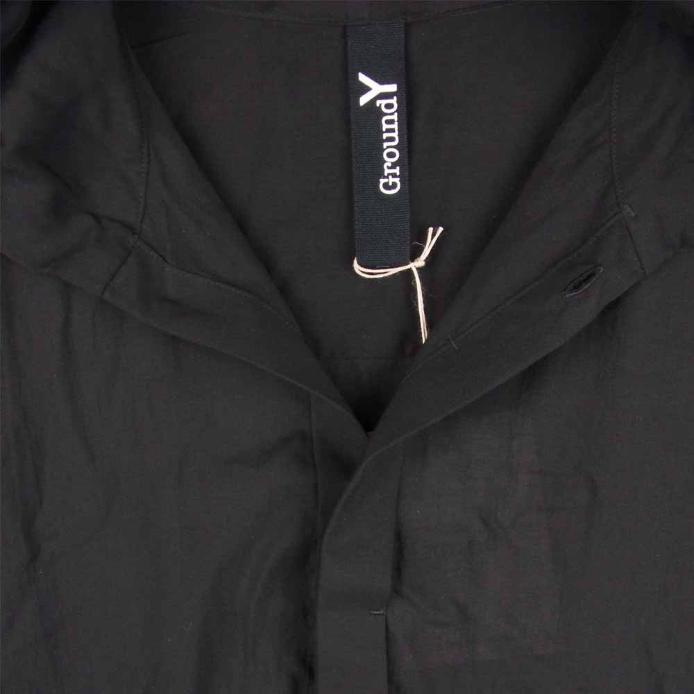 Yohji Yamamoto ヨウジヤマモト GT-B05-203-1 GroundY Tencel Lawn Hooded Shirt テンセル フーデッド 長袖 シャツ ブラック系 3【新古品】【未使用】【中古】