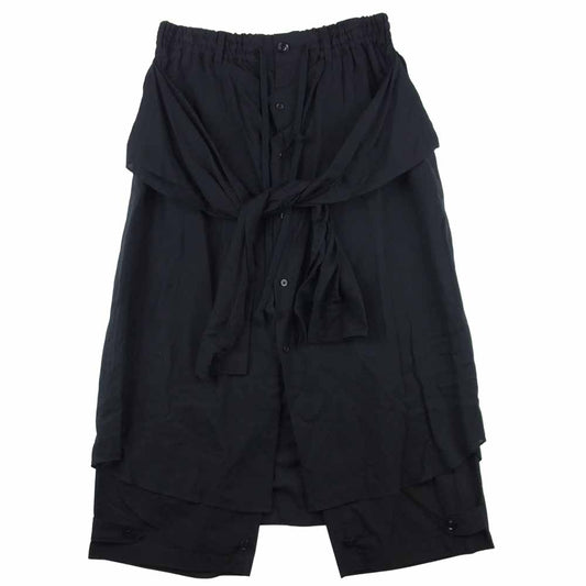 Yohji Yamamoto ヨウジヤマモト 21SS GT-P02-801 GroundY Shirt Docking Pants シャツ ドッキング パンツ ブラック系 3【新古品】【未使用】【中古】