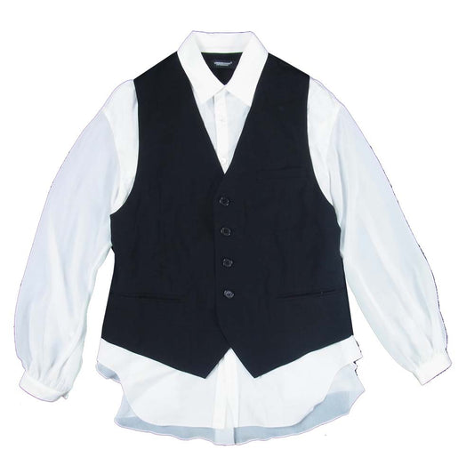 UNDERCOVER アンダーカバー UC1A1404 ジレドッキング シフォン ブラウス ベスト シャツ ブラック系 1【中古】