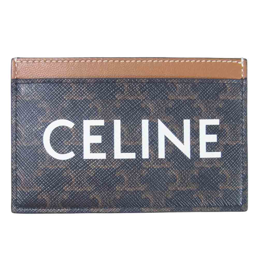 CELINE セリーヌ プリント トリオンフ カードケース イタリア製 ロゴ ダークブラウン系【極上美品】【中古】