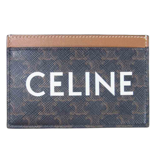 CELINE セリーヌ プリント トリオンフ カードケース イタリア製 ロゴ ダークブラウン系【極上美品】【中古】