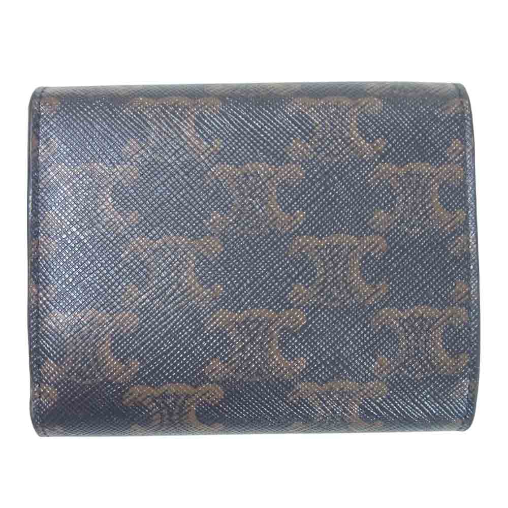 CELINE セリーヌ スモール トリオンフ ウォレット 財布 カード 小銭入れ ダークブラウン系【中古】