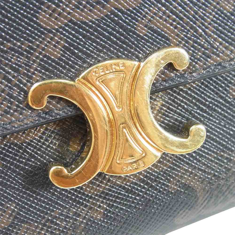 CELINE セリーヌ スモール トリオンフ ウォレット 財布 カード 小銭入れ ダークブラウン系【中古】