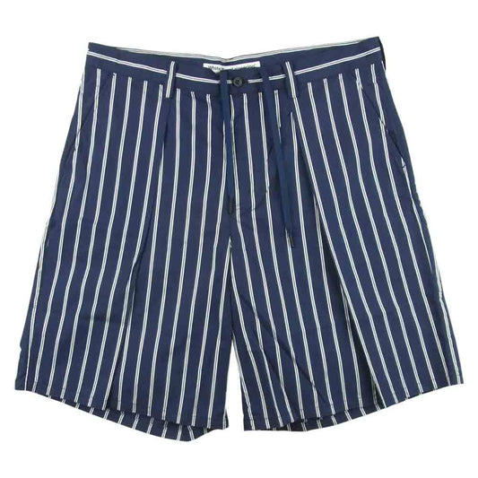WHITE MOUNTAINEERING ホワイトマウンテニアリング WM2171407 STRIPE BIG TUCKED SHORT PANTS ストライプ ビッグ タック ショーツ ショート パンツ ネイビー系 4【美品】【中古】