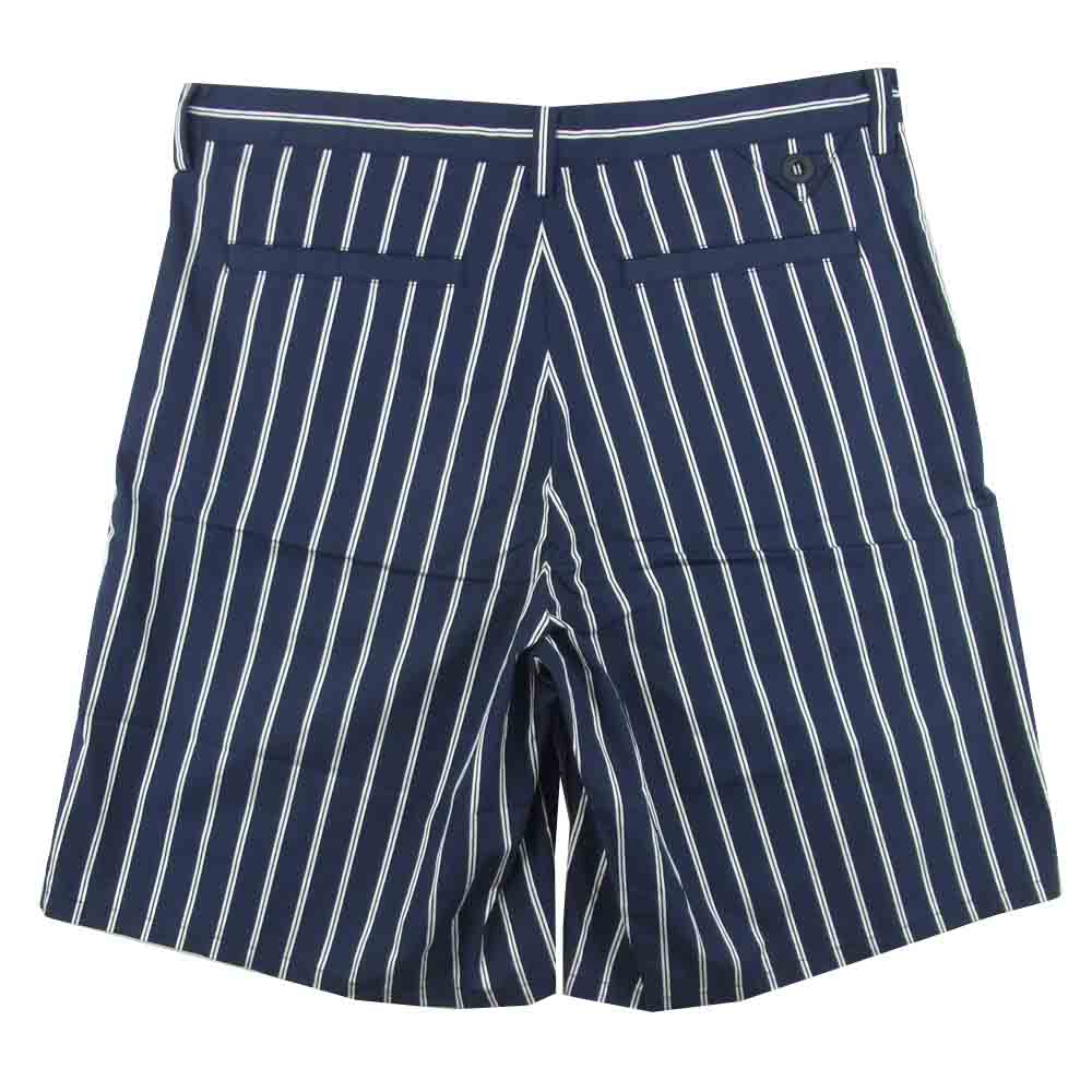 WHITE MOUNTAINEERING ホワイトマウンテニアリング WM2171407 STRIPE BIG TUCKED SHORT PANTS ストライプ ビッグ タック ショーツ ショート パンツ ネイビー系 4【美品】【中古】