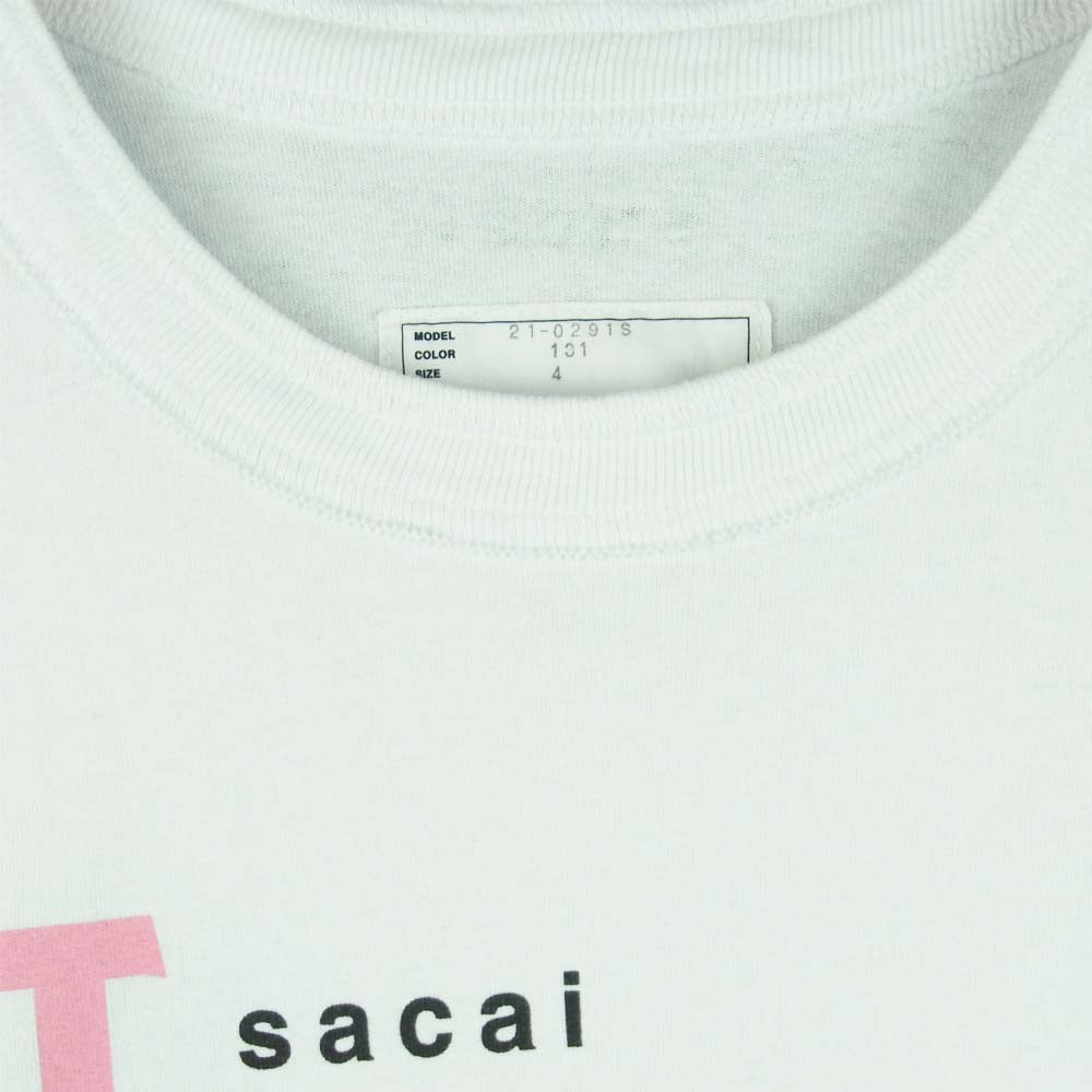 Sacai サカイ 21-0291S TRANsition T-Shirt トランジョン 半袖 Tシャツ ホワイト系 4【極上美品】【中古】