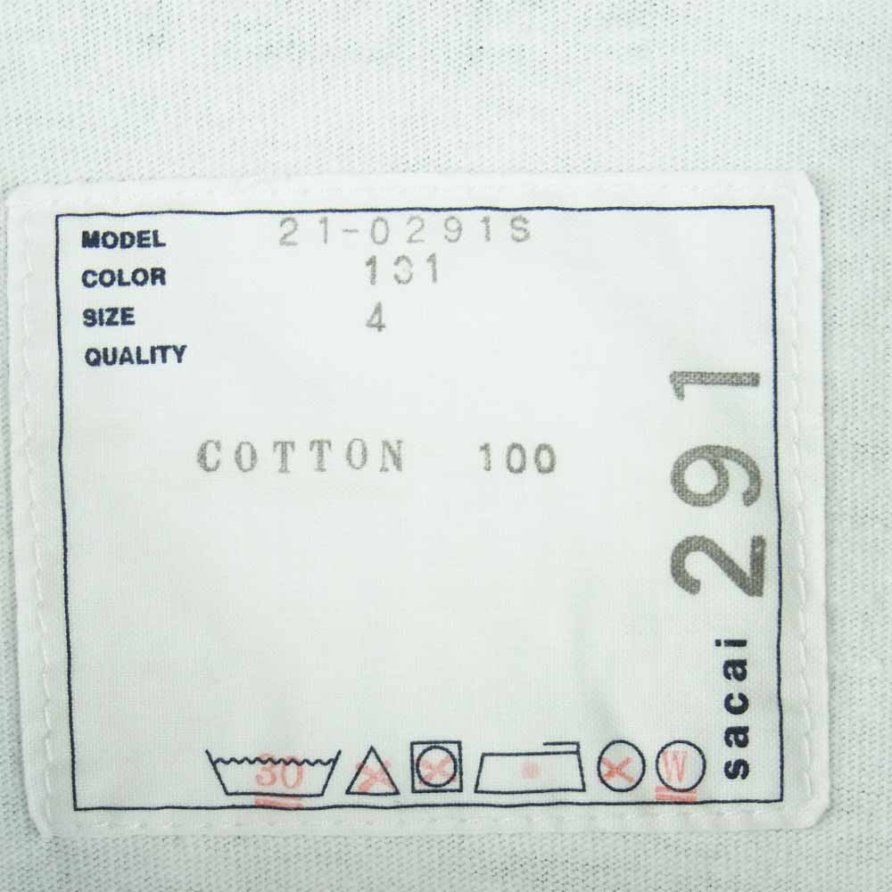 Sacai サカイ 21-0291S TRANsition T-Shirt トランジョン 半袖 Tシャツ ホワイト系 4【極上美品】【中古】
