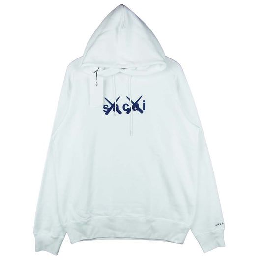Sacai サカイ 21-0286S 未使用品 KAWS Flock Print Hooide カウズ フロック プリント フーディ パーカー ホワイト系 4【極上美品】【中古】