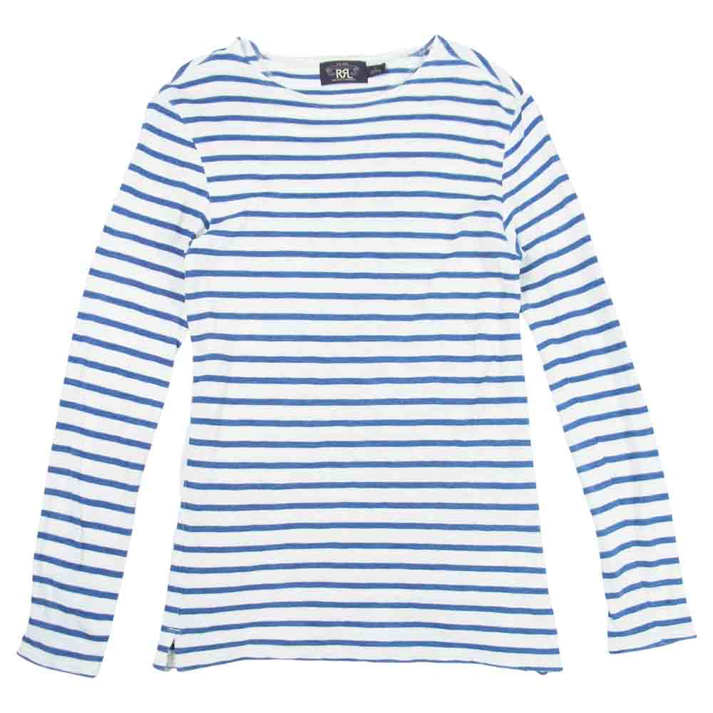 RRL ダブルアールエル ラルフローレン インディゴ ボーダー ロング スリーブ Tシャツ 白青系 S【中古】