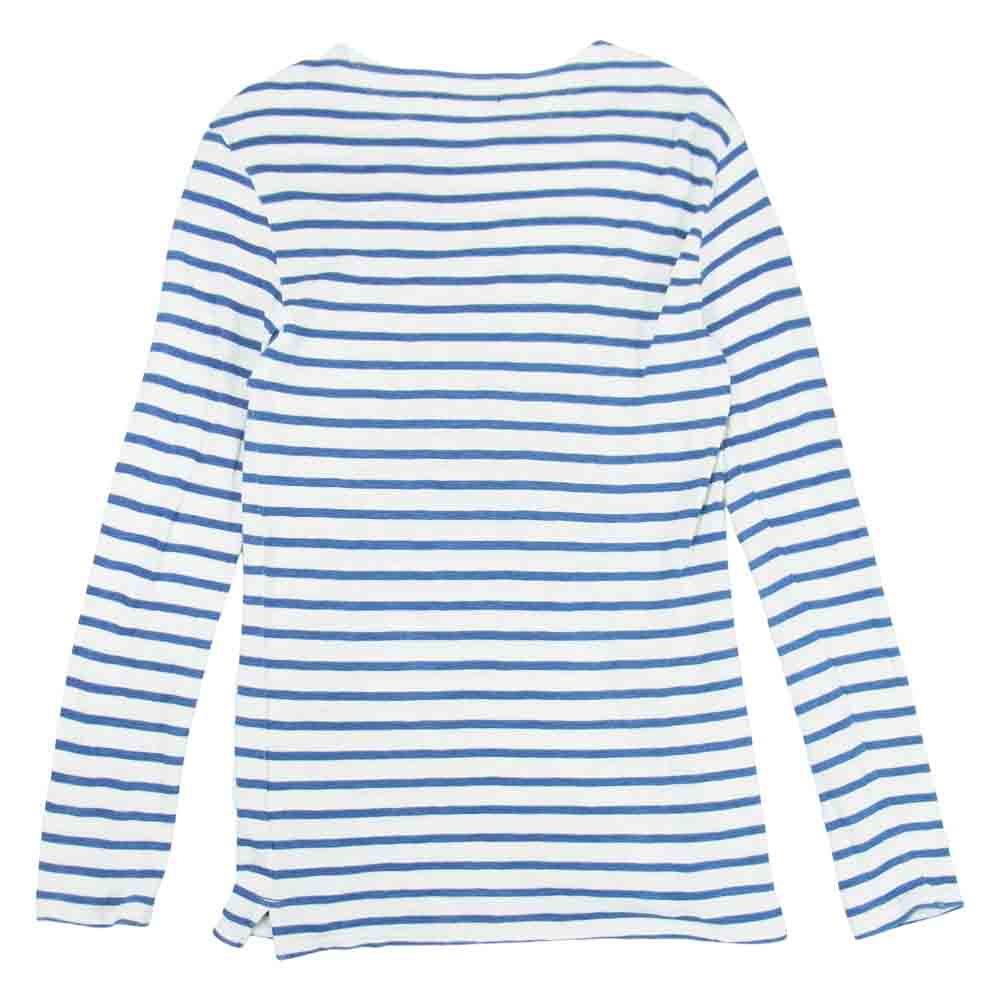 RRL ダブルアールエル ラルフローレン インディゴ ボーダー ロング スリーブ Tシャツ 白青系 S【中古】