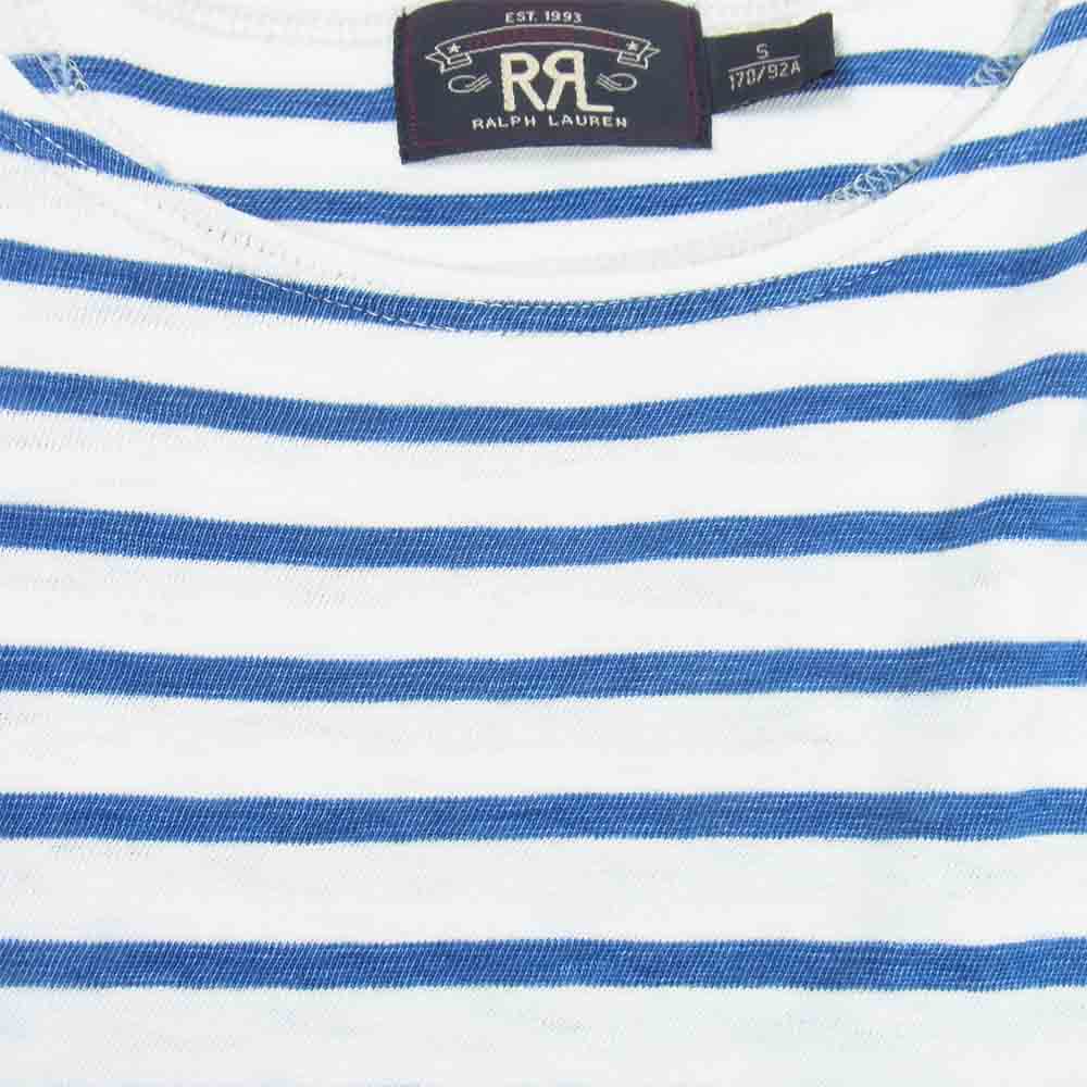 RRL ダブルアールエル ラルフローレン インディゴ ボーダー ロング スリーブ Tシャツ 白青系 S【中古】